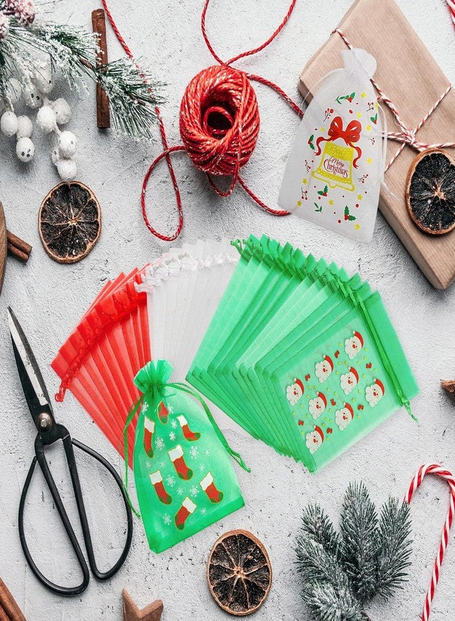 WorldBazaar 30PCS Christmas Organza Bags 4 x 6 Small Christmas Candy Bags with Drawstring Goodie Bags for Wedding Holiday Party Decoration - Image 5
